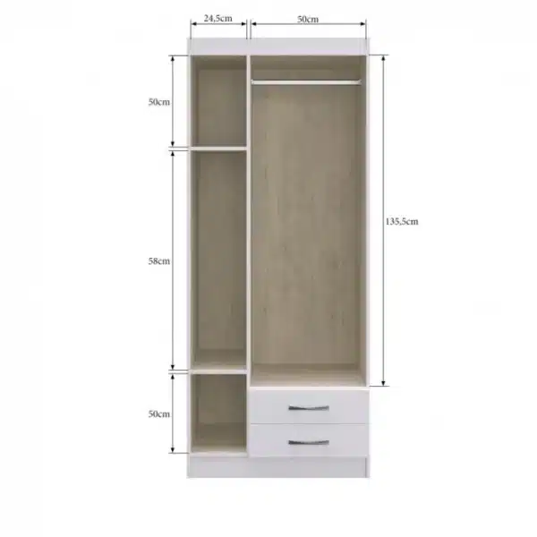 GUARDA-ROUPA TREVISO 78CM - 3 PORTAS E 2 GAVETAS - DORIPEL - Imagem 4