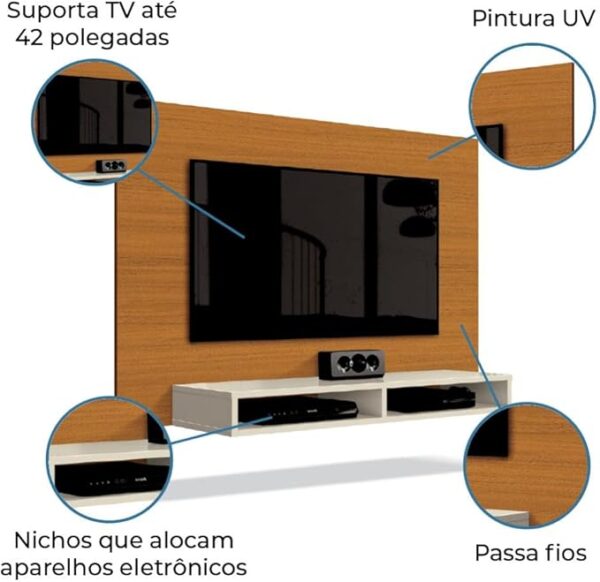 PAINEL FOX NEW 1.20 - PARA TV ATÉ 42 POLEGADAS C/ 2 NICHOS - EDN MÓVEIS - Imagem 14