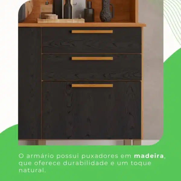 ARMÁRIO DE COZINHA TOPÁZIO 2019 COM 6 PORTAS E 2 GAVETAS- SALLETO - Imagem 2