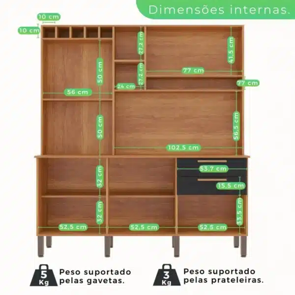ARMÁRIO DE COZINHA TOPÁZIO 2019 COM 6 PORTAS E 2 GAVETAS- SALLETO - Imagem 4