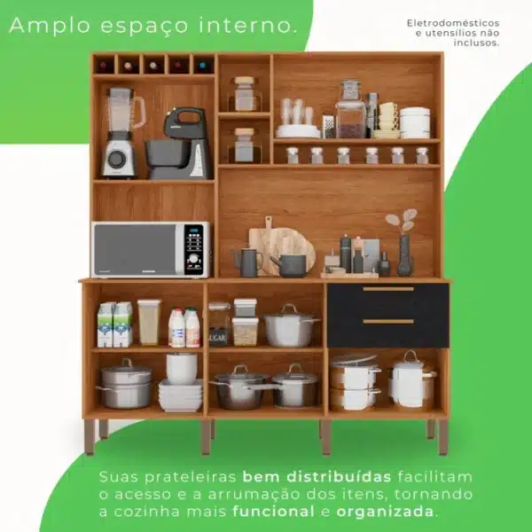 ARMÁRIO DE COZINHA TOPÁZIO 2019 COM 6 PORTAS E 2 GAVETAS- SALLETO - Imagem 5