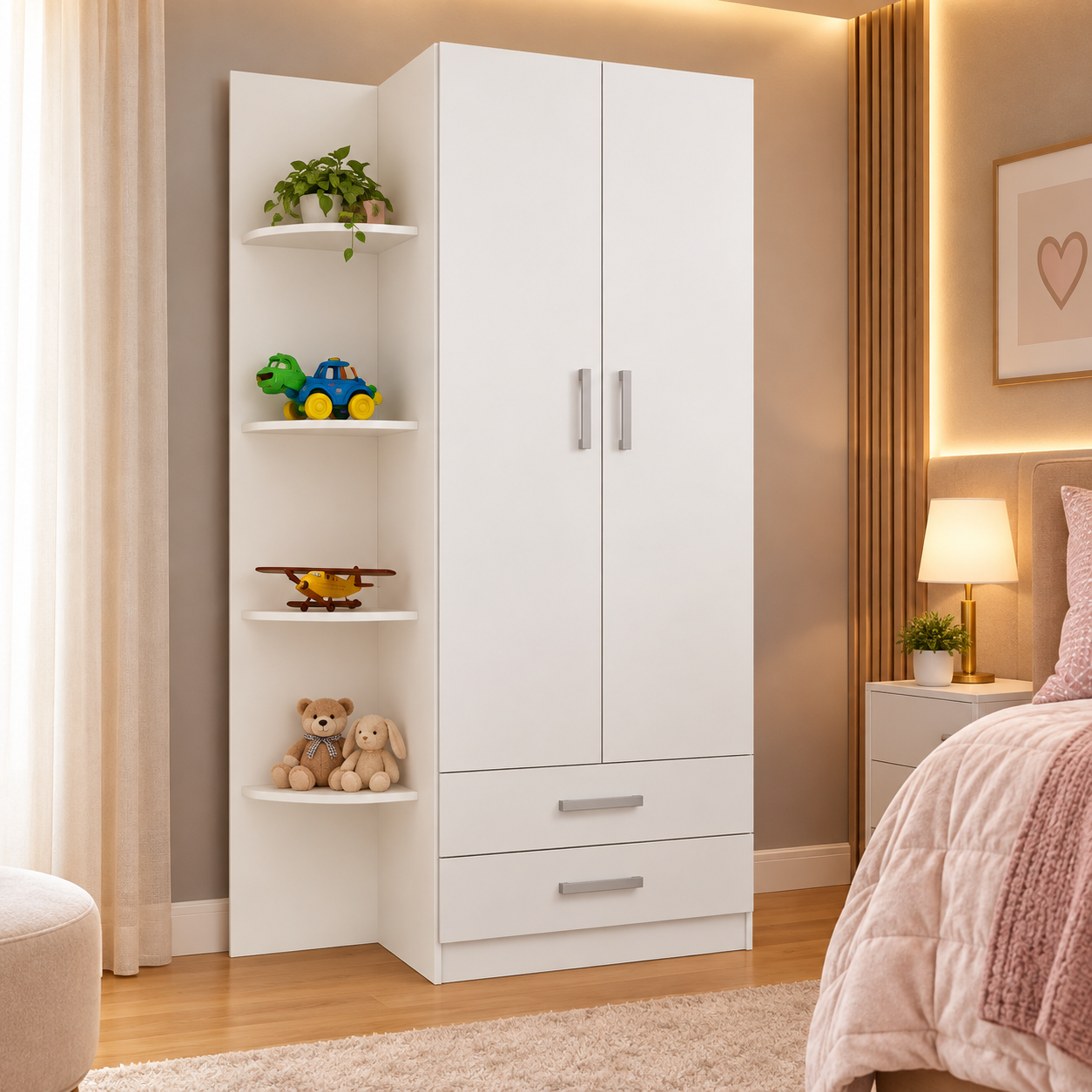 GUARDA ROUPA ATALAIA 83cm - 2 PORTAS E 4 PRATELEIRAS - EVIDÊNCIA