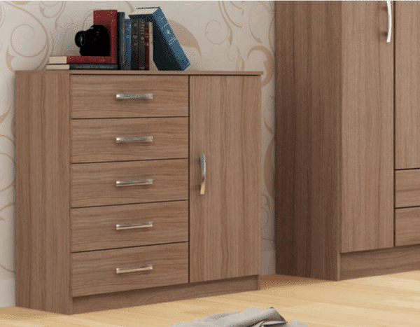 CÔMODA SAPATEIRA 0.62 CM - 1 PORTA E 5 GAVETAS -EVIDÊNCIA MÓVEIS