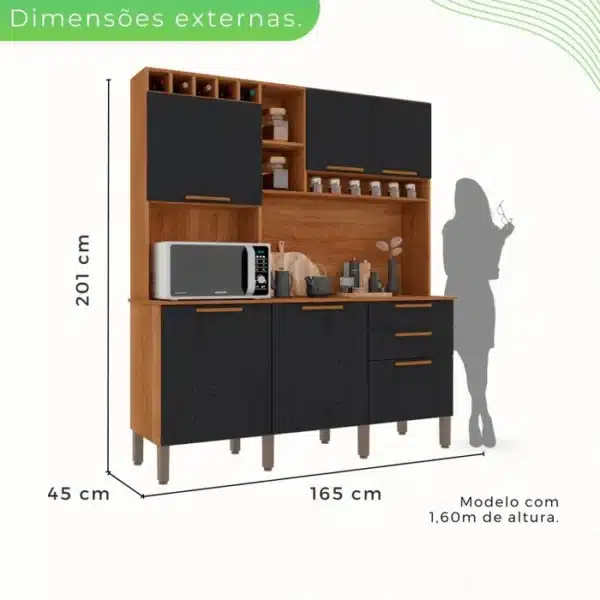 ARMÁRIO DE COZINHA TOPÁZIO 2019 COM 6 PORTAS E 2 GAVETAS- SALLETO - Imagem 6