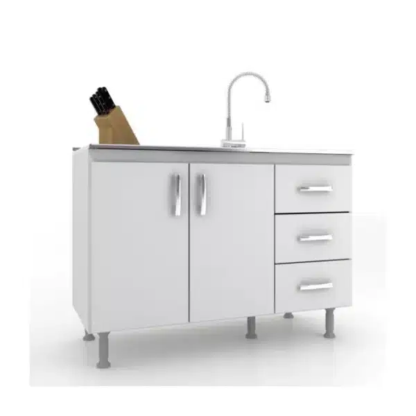BALCÂO DE COZINHA 1,20 PARA PIA C/3 GAVETAS - EVIDÊNCIA MÓVEIS - Image 2