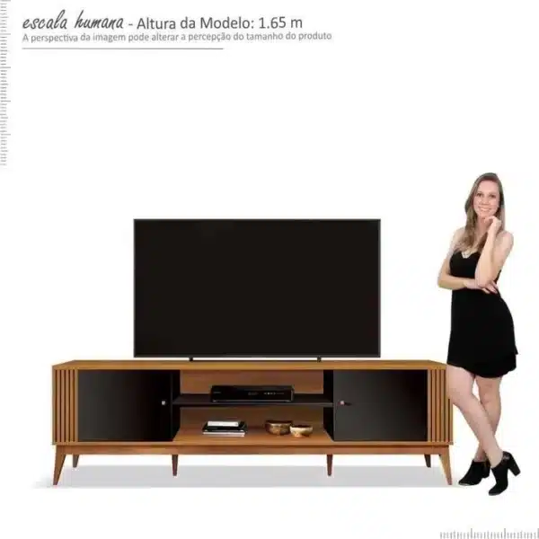 RACK LEGACY 2.0 - PARA TV ATÉ 65 POLEGADAS E 2 PORTAS C/ DETALHE RIPADO - EDN MÓVEIS - Imagem 3