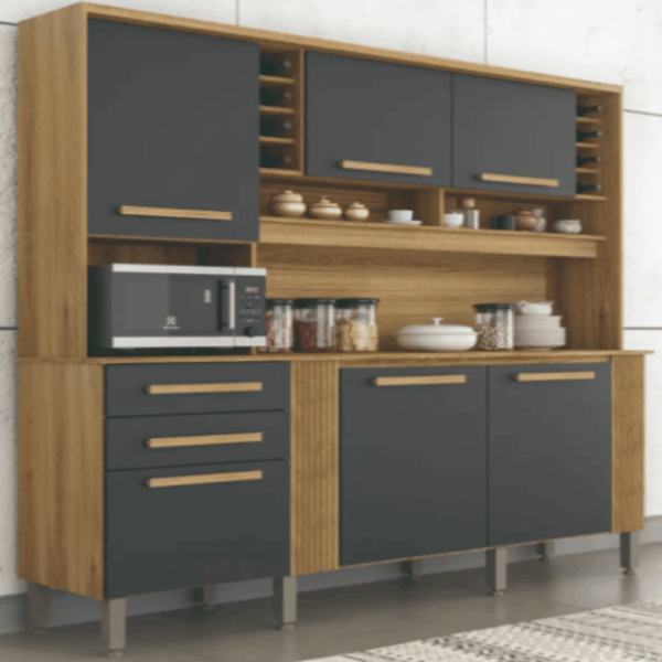 ARMÁRIO DE COZINHA CATAR 2.0 COM 6 PORTAS 2 GAVETAS E ADEGA  - SALLETO