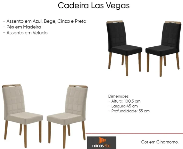 KIT CADEIRAS LAS VEGAS/SAFIRA MADEIRA MACIÇA  - KM DECOR - Imagem 4