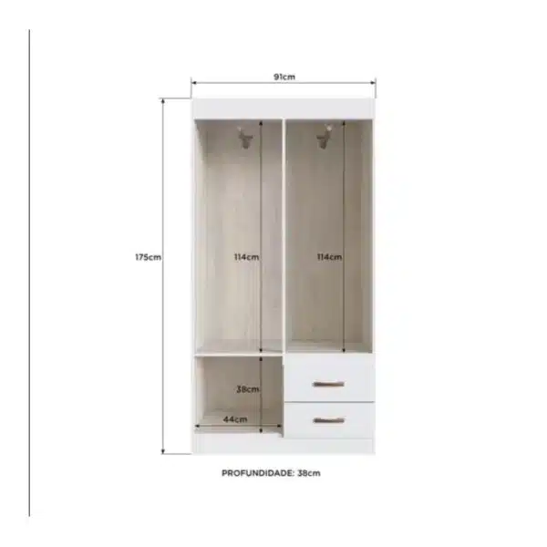 GUARDA-ROUPA CORDOVA 91CM - 4 PORTAS E 2 GAVETAS - DORIPEL - Imagem 3