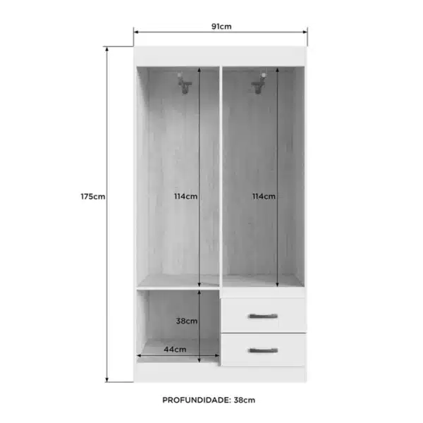 GUARDA-ROUPA CORDOVA 91CM - 4 PORTAS E 2 GAVETAS - DORIPEL - Imagem 6