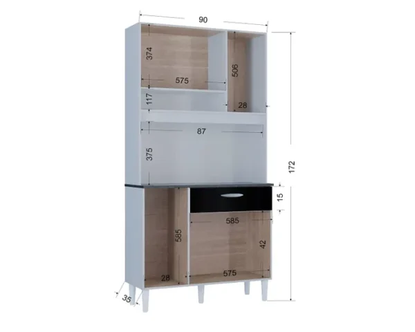 COZINHA CORAL 90CM - 6 PORTAS E 1 GAVETA- POQUEMA - Image 3