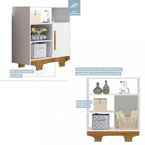 CÔMODA FLOCOS 97 CM C/ 1 PORTA 3 PRATELEIRA – TIGUS - Imagem 3