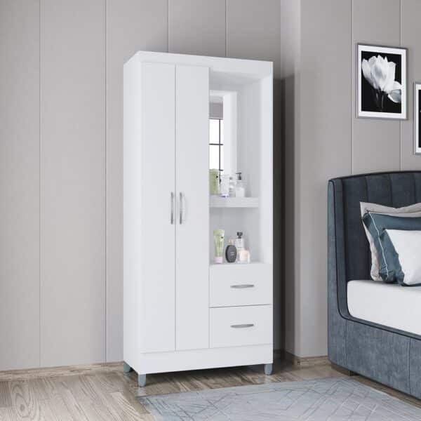 GUARDA ROUPA CORDOBA 1.00 - 2 PORTAS E 2 GAVETAS - POQUEMA