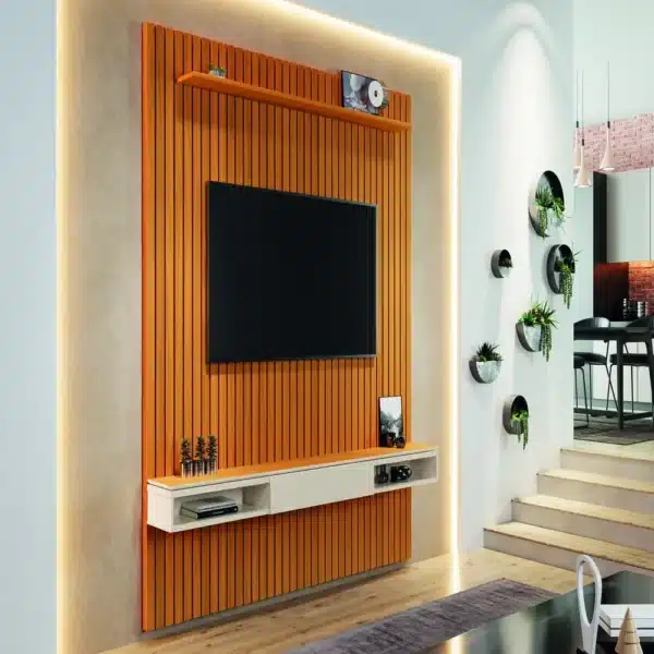 PAINEL ARBO 1.84 RIPADO ORIGINAL + NICHO UNIVERSAL 1.80 - PARA TV ATÉ 70 POLEGADAS - EDN MÓVEIS