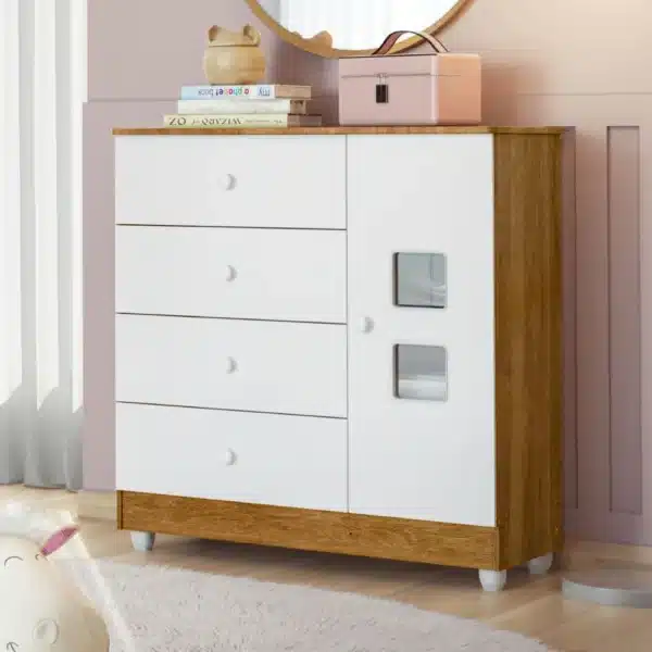CÔMODA LIFE 1 PORTA E 4 GAVETAS COM CORREDIÇAS TELESCÓPICAS - TIGUS - Image 8