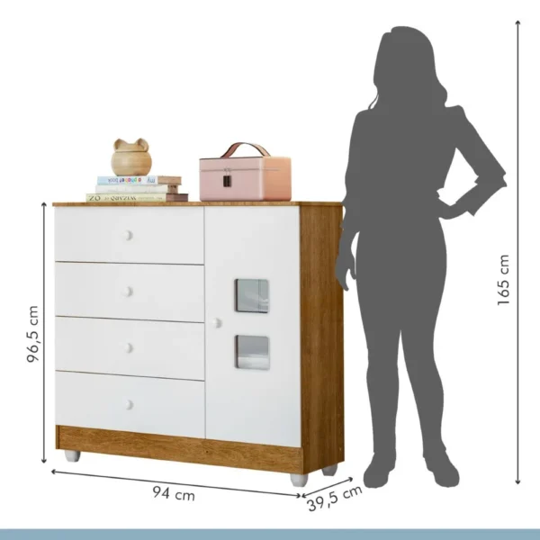 CÔMODA LIFE 1 PORTA E 4 GAVETAS COM CORREDIÇAS TELESCÓPICAS - TIGUS - Image 10