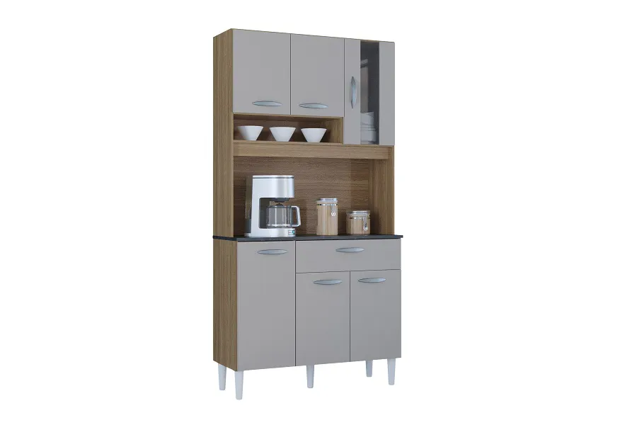 COZINHA CORAL 90CM - 6 PORTAS E 1 GAVETA- POQUEMA - Imagem 2