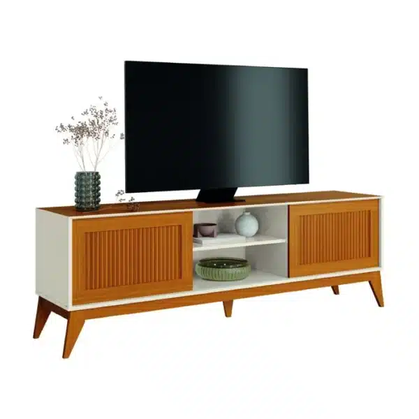 RACK BANCADA KING 1.80 RIPADO EM 3D - PARA TV ATÉ 65 POLEGADAS E PORTAS DESLIZANTES - EDN MÓVEIS - Imagem 4