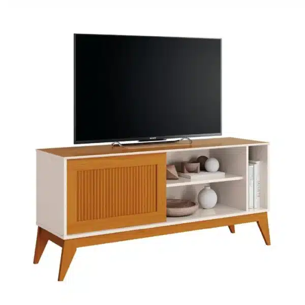 RACK BANCADA ARUBA 1.36 - PARA TV ATÉ 55 POLEGADAS E PORTA DESLIZANTE - EDN MÓVEIS - Imagem 5