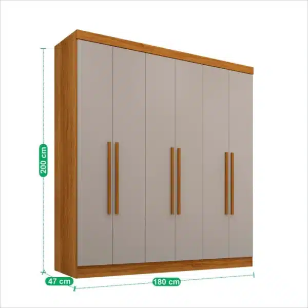 GUARDA ROUPA RECIFE 1.80 C/ 6 PORTAS E 2 GAVETAS – SALLETO - Imagem 3
