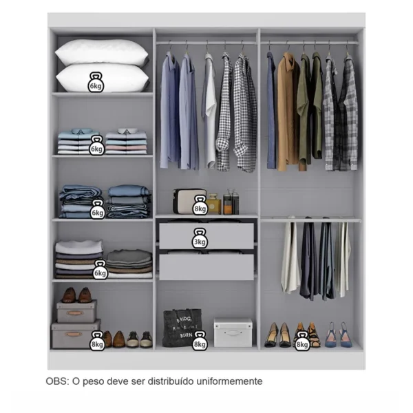 GUARDA ROUPA RECIFE 1.80 C/ 6 PORTAS E 2 GAVETAS – SALLETO - Imagem 13
