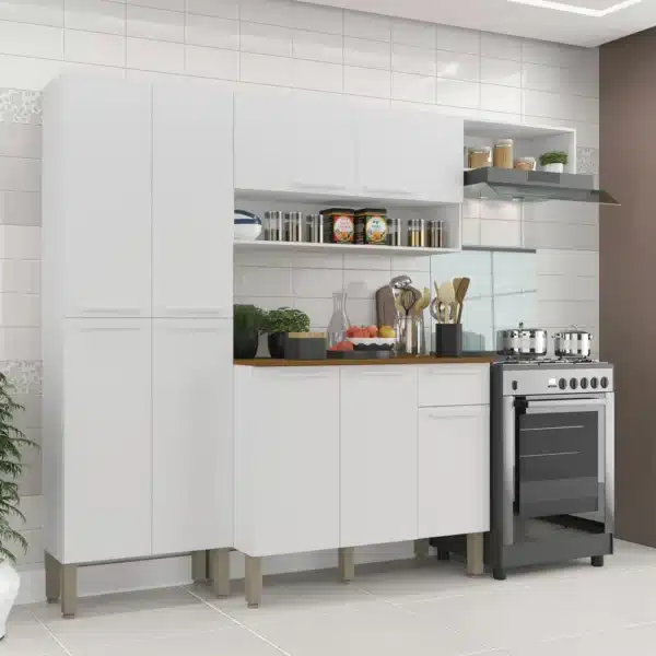 COZINHA MADRI COMPLETA C/ PANELEIRO,AÉREO 2 PTS, AÉREO GELADEIRA, BALCÃO 3 PTS - SALLETO