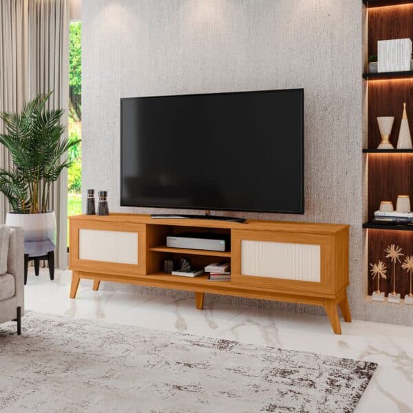 RACK BANCADA ANDROS 1.80 - PARA TV ATÉ 65 POLEGADAS E PORTAS DESLIZANTES - EDN MÓVEIS