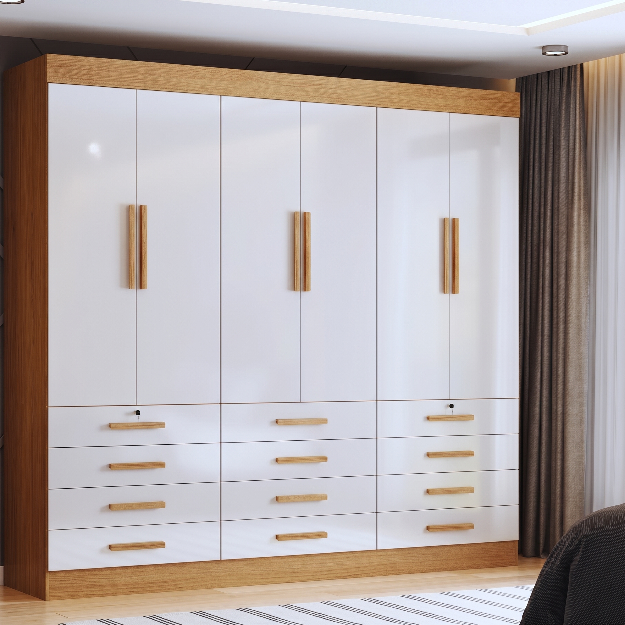 GUARDA ROUPA MONACO PLUS 2.40 C/ 6 PORTAS E 12 GAVETAS 100% MDF - DDORO