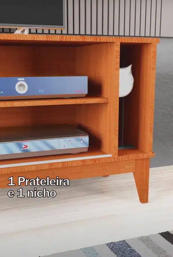 RACK BANCADA CAYMAN 1.35 - PARA TV ATÉ 55 POLEGADAS E PORTA DESLIZANTE - EDN MÓVEIS - Imagem 6