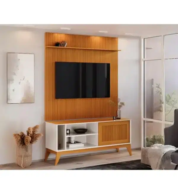PAINEL AVANT 1.35 RIPADO EM 3D + RACK ARUBA 1.36 - PARA TV ATÉ 55 POLEGADAS - EDN MÓVEIS