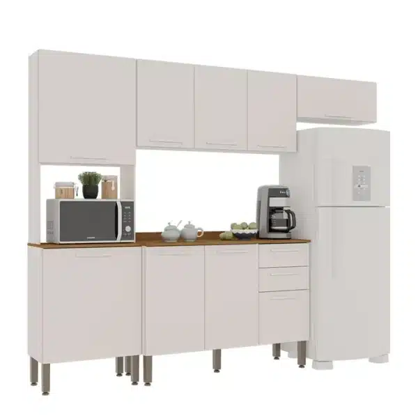 KIT COZINHA VALÊNCIA 2.48 - BALCÃO + AÉREO TRIPLO + TORRE QUENTE + AÉREO GELADEIRA  - SALLETO - Imagem 4