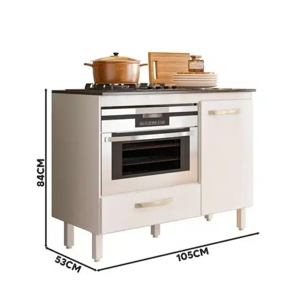 BALCÃO FIT PARA COOKTOP 4 E 5 BOCAS - 1 PORTA E 1 GAVETA - NICIOLI - Image 2