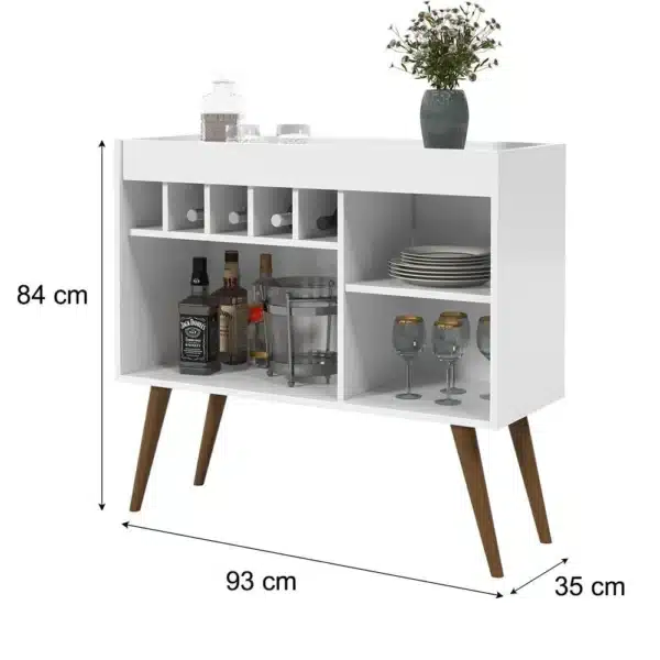 APARADOR BAR ADEGA NEW ODIN COM PÉS PALITO RETRÔ - 93CM - EJ MÓVEIS - Imagem 7