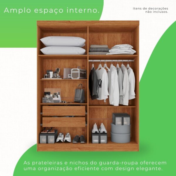 GUARDA ROUPA RECIFE 1.21m C/ 4 PORTAS S/ PÉS - SALLETO - Imagem 6