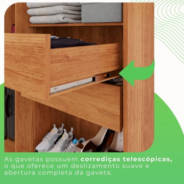 GUARDA ROUPA RECIFE 1.21m C/ 4 PORTAS S/ PÉS - SALLETO - Imagem 7