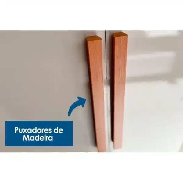 GUARDA ROUPA CAIRO 2.0 C/ 6 PORTAS (2 RIPADA)  C/ PUXADOR DE MADEIRA – RUFATO - Imagem 6