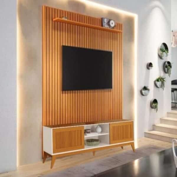 PAINEL AVANT 1.35 RIPADO EM 3D + RACK ARUBA 1.36 - PARA TV ATÉ 55 POLEGADAS - EDN MÓVEIS
