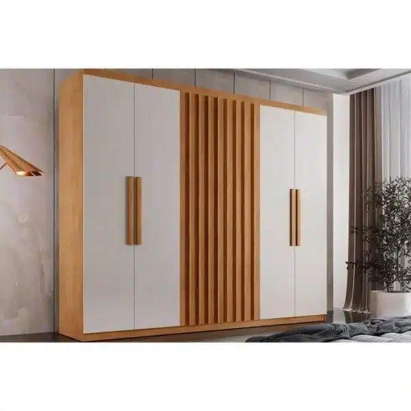 GUARDA ROUPA CAIRO 2.0 C/ 6 PORTAS (2 RIPADA)  C/ PUXADOR DE MADEIRA – RUFATO - Imagem 7