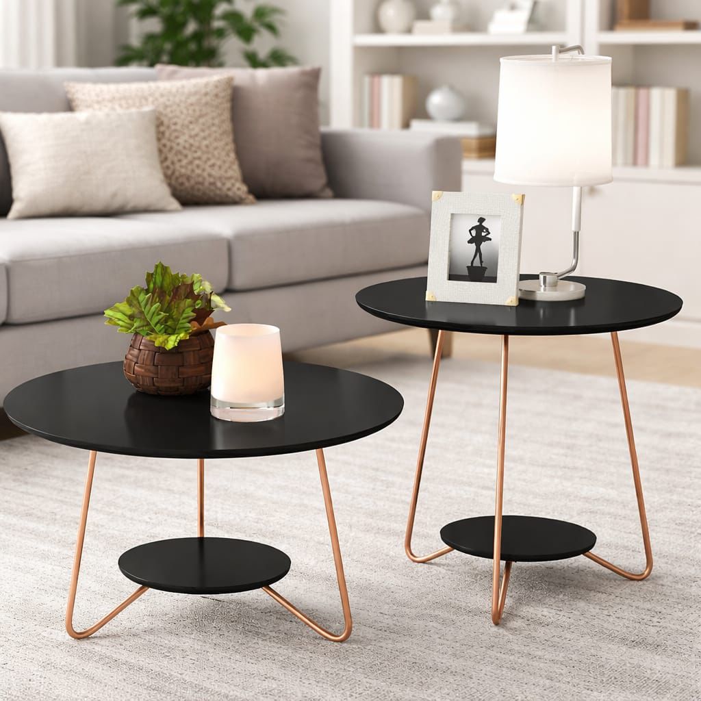 KIT MESAS LIZ CENTRO E APOIO COM PÉS DE FERRO - EJ MOVEIS