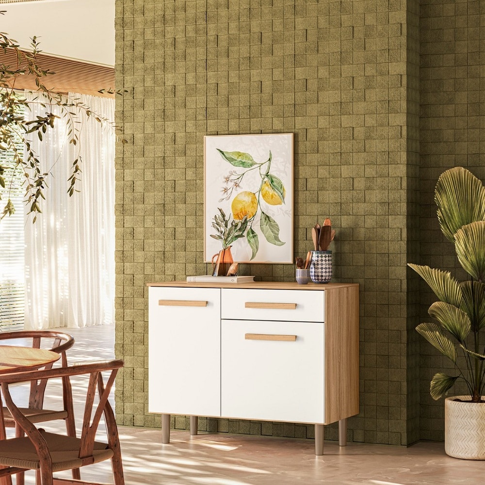 BALCÃO DE COZINHA LEMON 90CM - 2 PORTAS E 1 GAVETA - NICIOLI