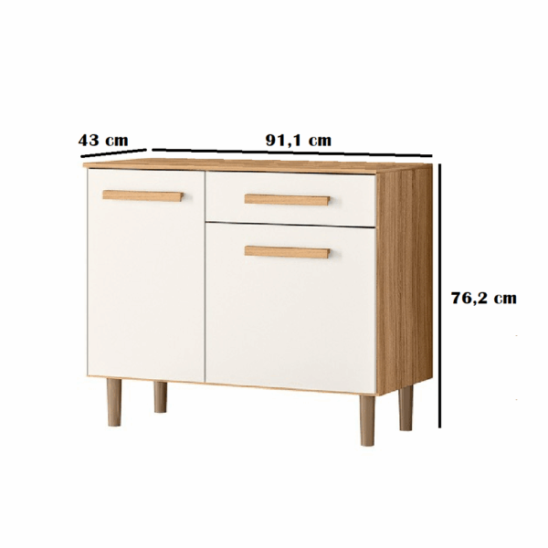 BALCÃO DE COZINHA LEMON 90CM - 2 PORTAS E 1 GAVETA - NICIOLI - Imagem 5
