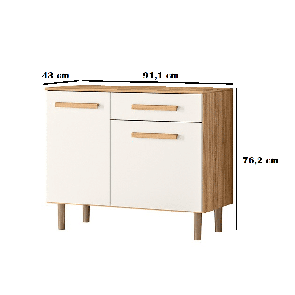 BALCÃO DE COZINHA LEMON 90CM - 2 PORTAS E 1 GAVETA - NICIOLI - Imagem 5