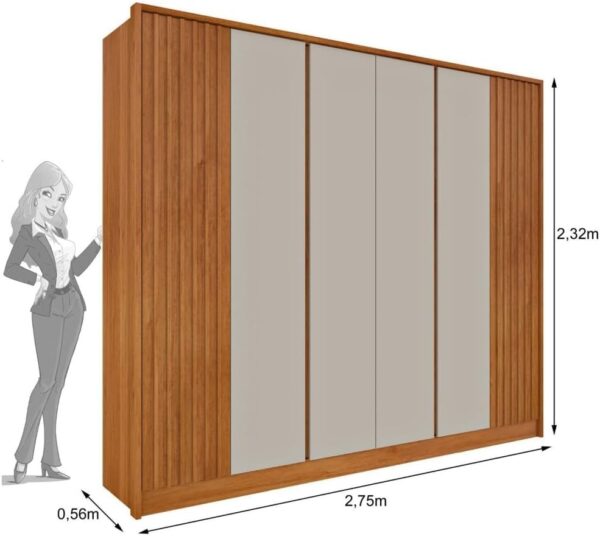 GUARDA ROUPA  BARCELONA 2.75 C/ 6 PORTAS-DETALHE RIPADO – TCIL - Imagem 3