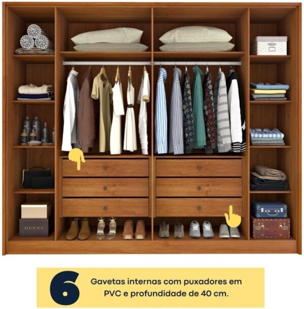 GUARDA ROUPA  BARCELONA 2.75 C/ 6 PORTAS-DETALHE RIPADO – TCIL - Imagem 5
