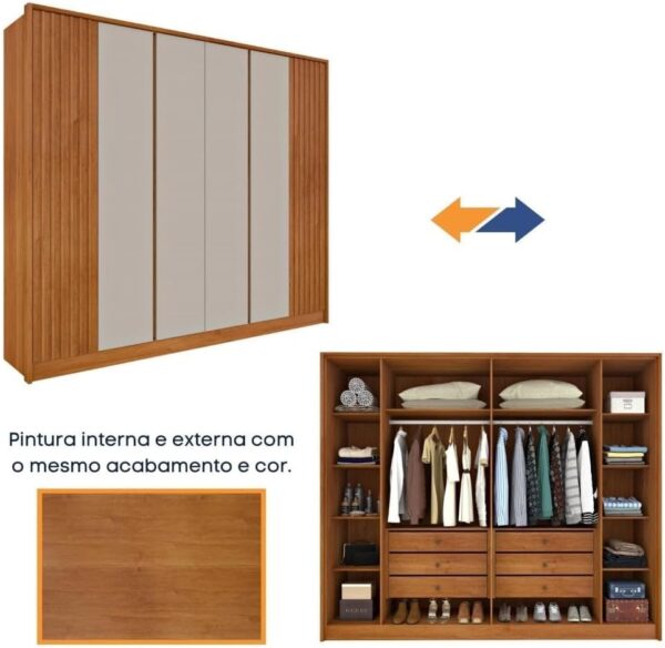 GUARDA ROUPA  BARCELONA 2.75 C/ 6 PORTAS-DETALHE RIPADO – TCIL - Imagem 9
