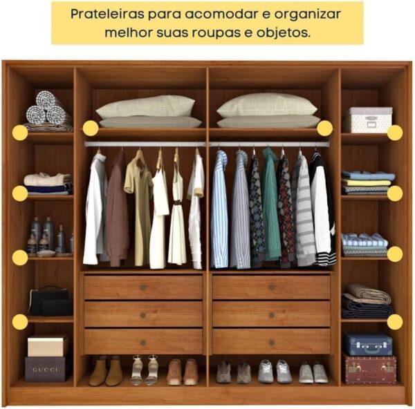 GUARDA ROUPA  BARCELONA 2.75 C/ 6 PORTAS-DETALHE RIPADO – TCIL - Imagem 6