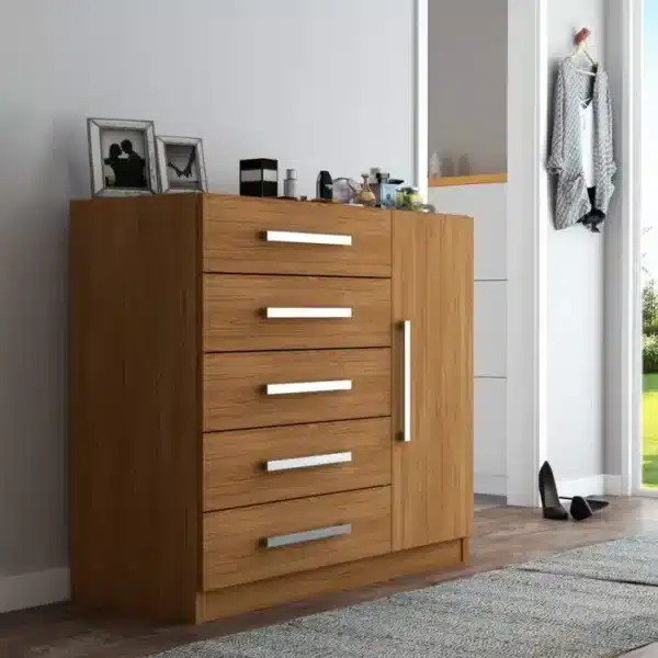 CÔMODA CORAIS 0.70 CM C/ 5 GAVETAS E 1 PORTA - RODIAL