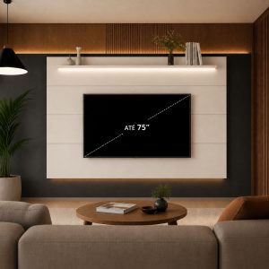 PAINEL BLISS 1.80 - PARA TV ATÉ 75 POLEGADAS E PRATELEIRA COM LED - EDN MÓVEIS