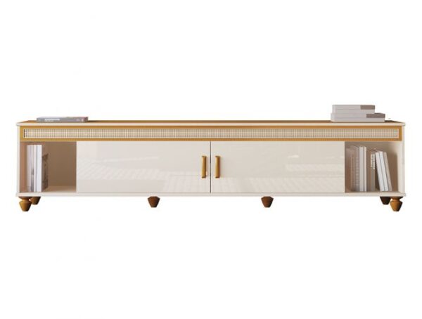 RACK COMODORO 1,80  PARA TV ATÉ 60 POLEGADAS 100% MDF COM PÉS EM  MADEIRA MACIÇA-EDN - Image 2