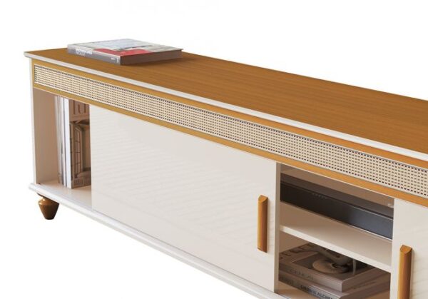 RACK COMODORO 1,80  PARA TV ATÉ 60 POLEGADAS 100% MDF COM PÉS EM  MADEIRA MACIÇA-EDN - Image 3